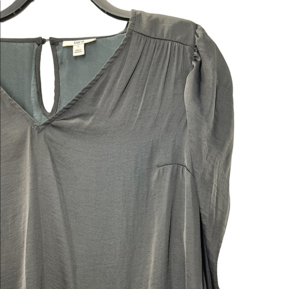 NWT Bar III Puff Shoulder Long Sleeve Black Shirt L - Picture 4 of 4